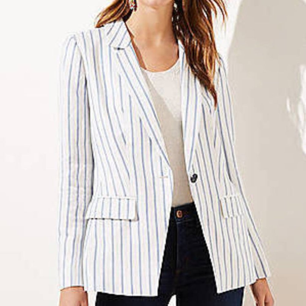 LOFT Petite Striped Modern Blazer | 12P